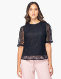 Blusa Essencia Mangas Cortas Lisa Encaje Para Damas by Essencia