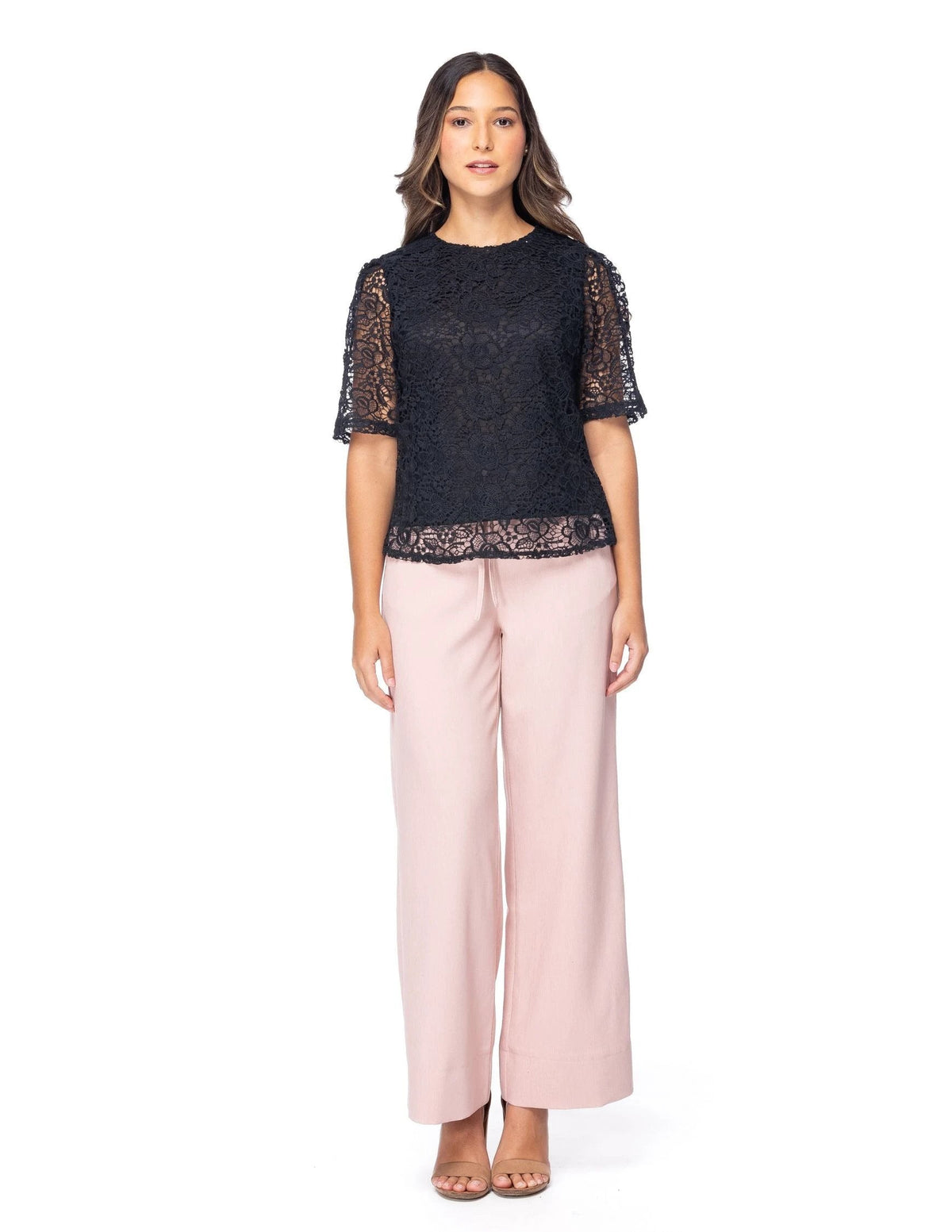 Blusa Essencia Mangas Cortas Lisa Encaje Para Damas by Essencia