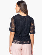 Blusa Essencia Mangas Cortas Lisa Encaje Para Damas by Essencia