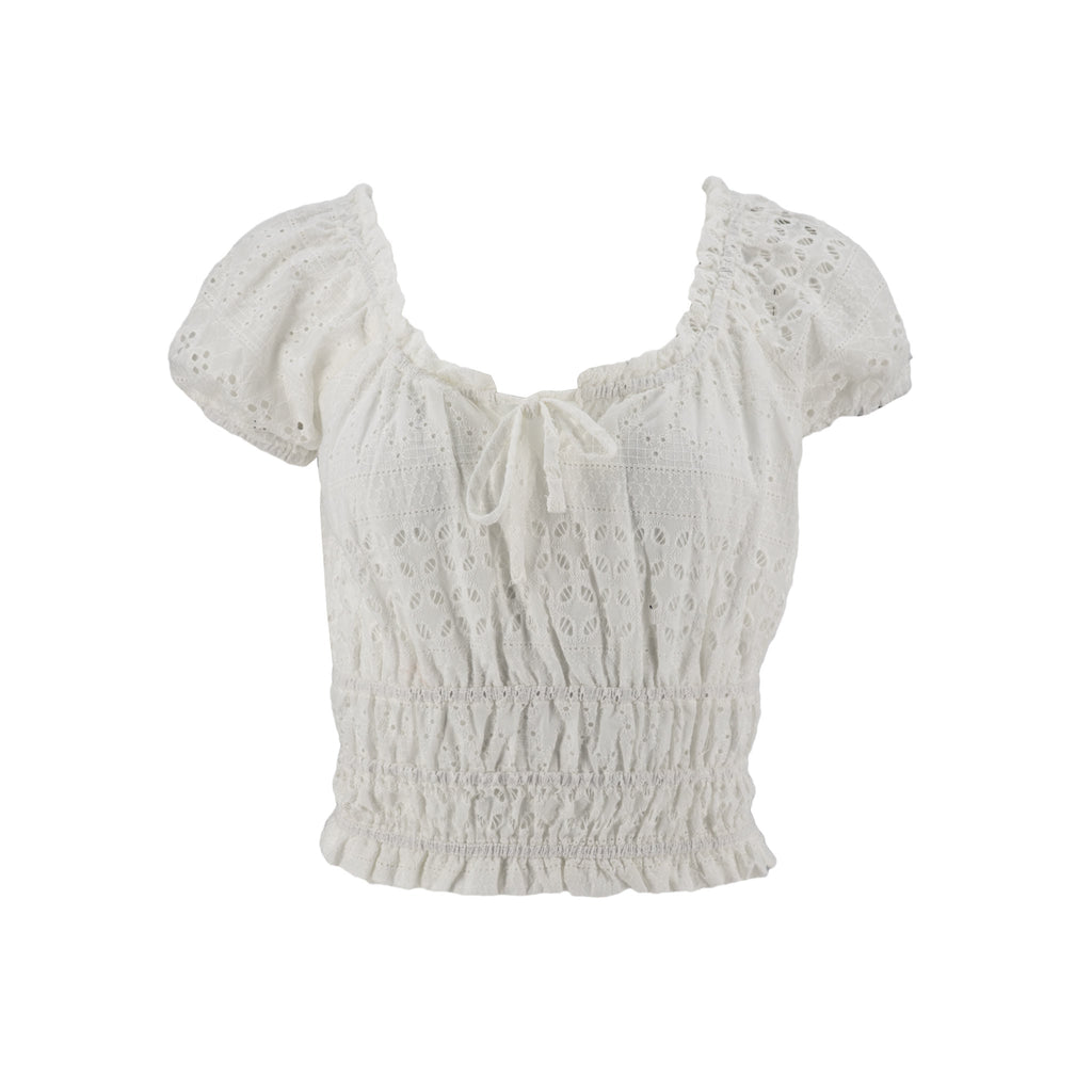 Blusa Essencia Mangas Cortas Lisa Encaje para Damas