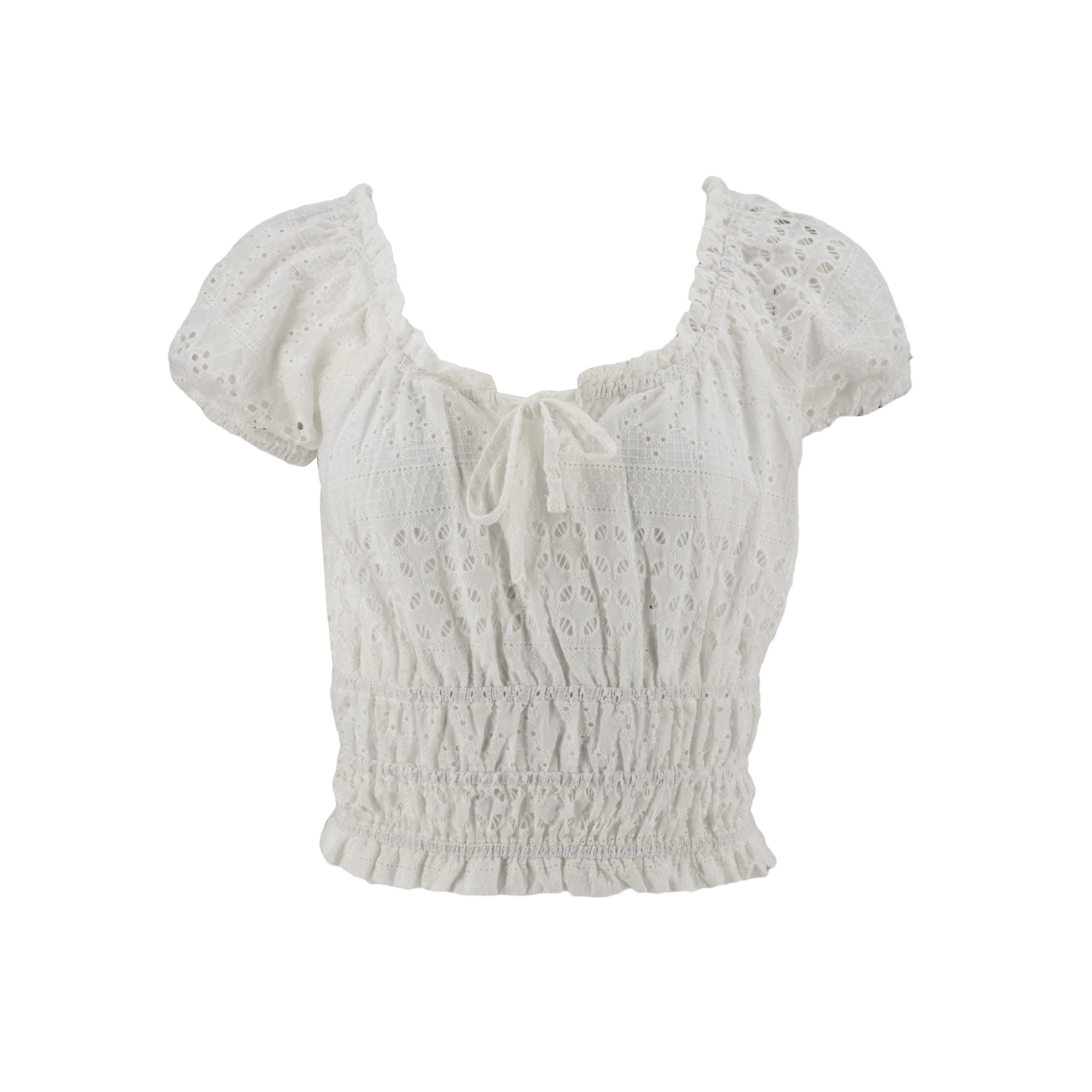 Blusa Essencia Mangas Cortas Lisa Encaje para Damas
