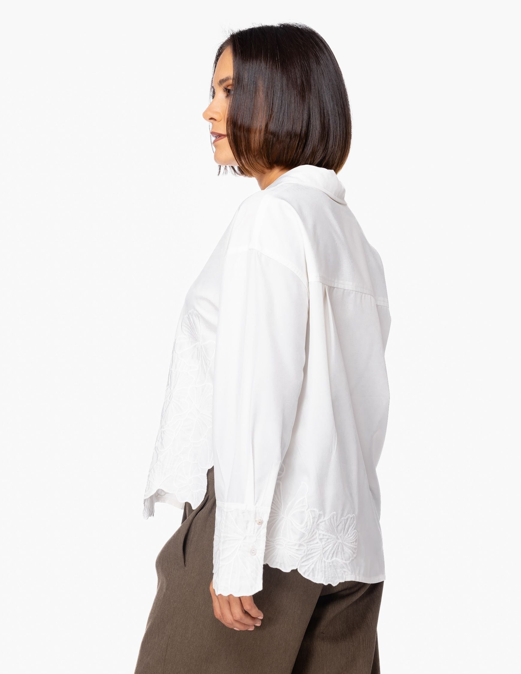 Blusa Essencia Mangas Largas Liso Encaje para Damas
