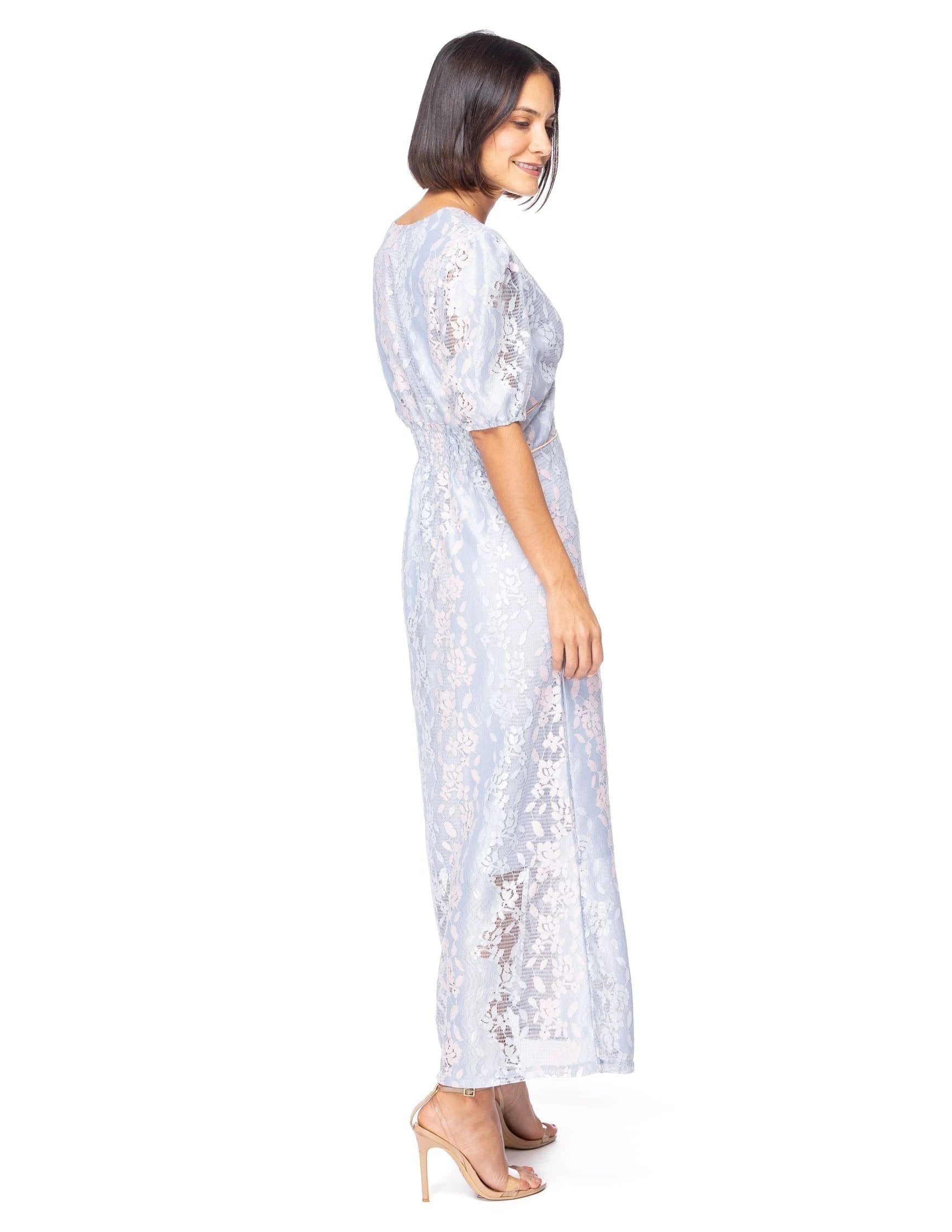 Vestido Essencia Mangas Cortas Estampado Encaje Para Damas by Essencia