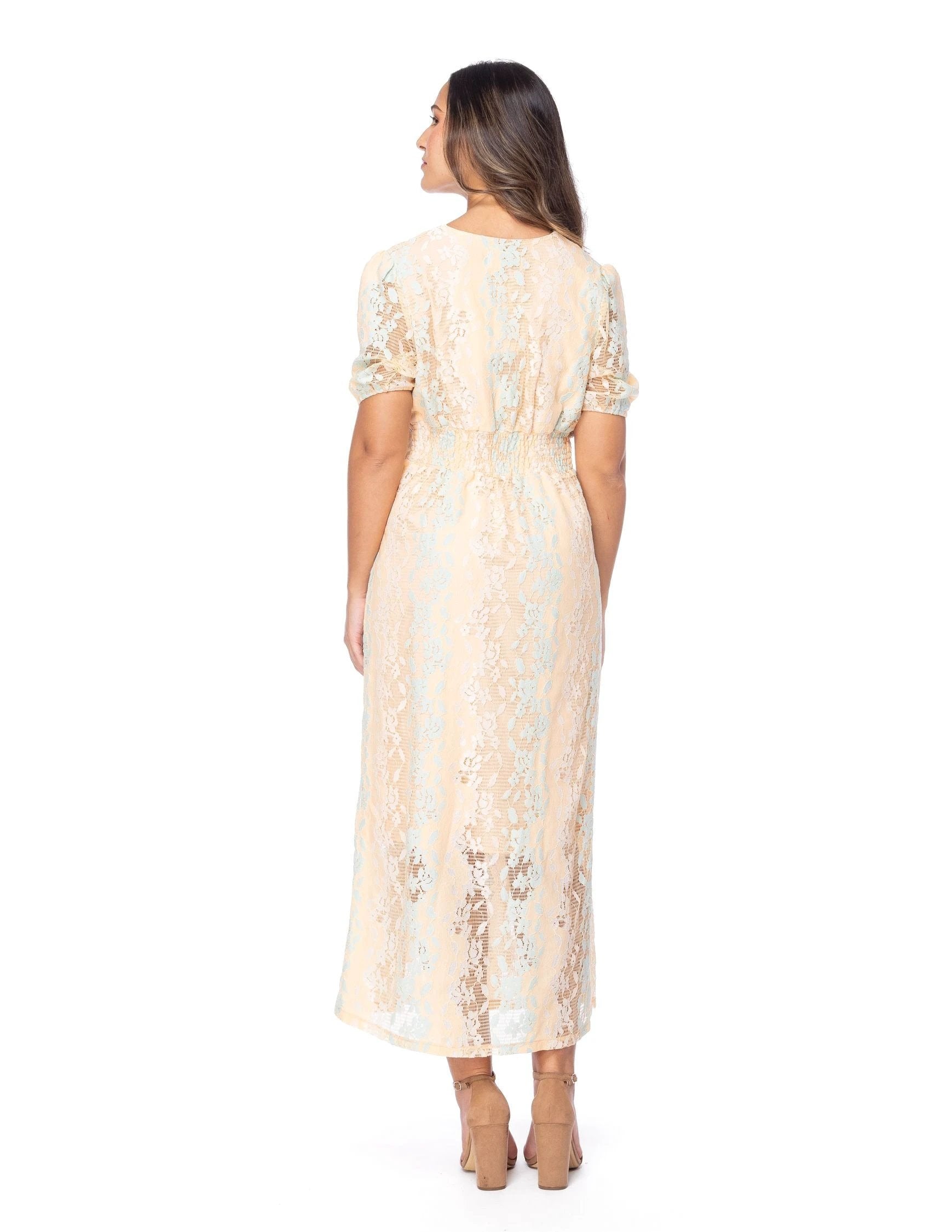 Vestido Essencia Mangas Cortas Estampado Encaje Para Damas by Essencia