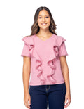 Blusa Essencia Mangas Cortas Liso Vuelo Para Damas by Essencia