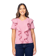 Blusa Essencia Mangas Cortas Liso Vuelo Para Damas by Essencia