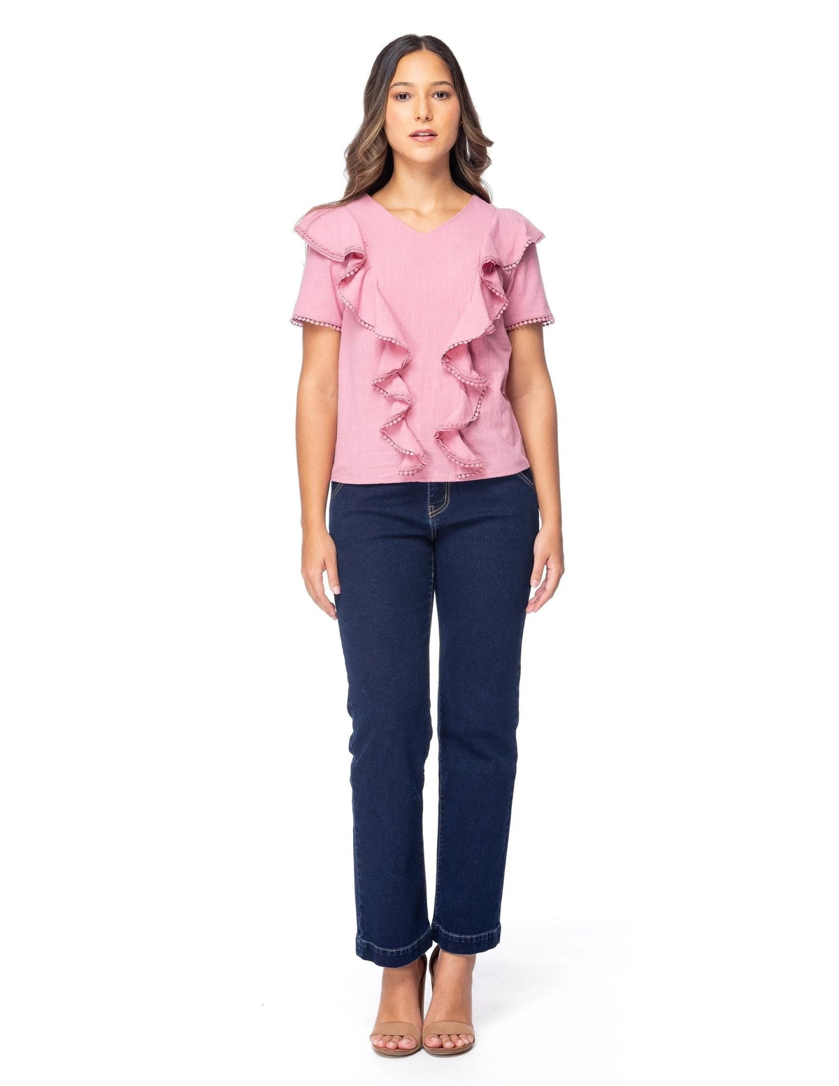 Blusa Essencia Mangas Cortas Liso Vuelo Para Damas by Essencia