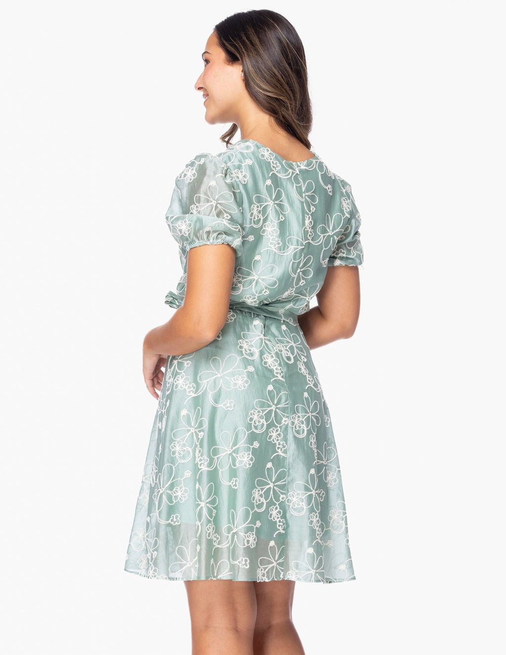Vestido Essencia Mangas Cortas Estampado Encaje para Damas
