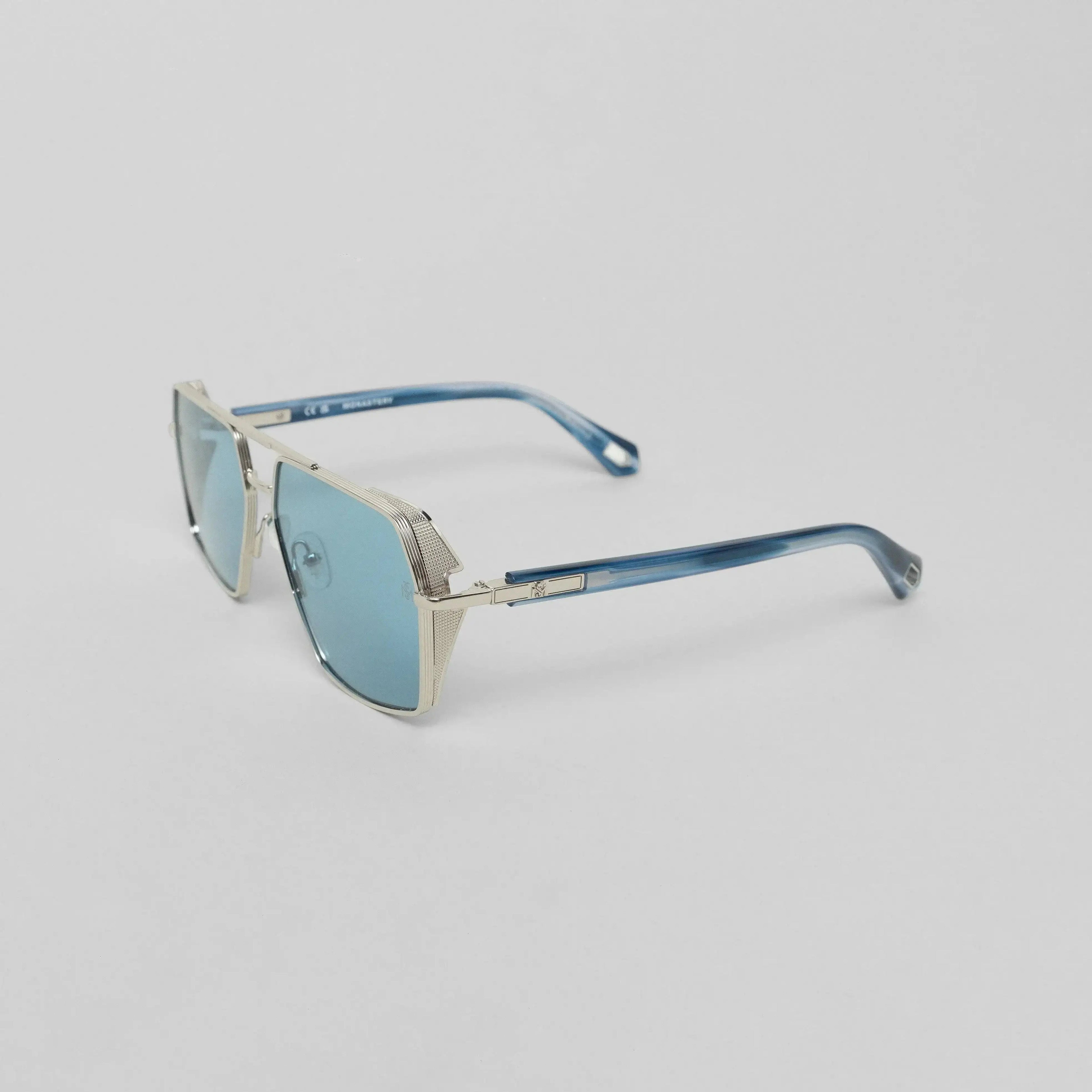 MOAD SUNGLASSES SHINY SILVER BLUE HORN BLUE - Monastery
