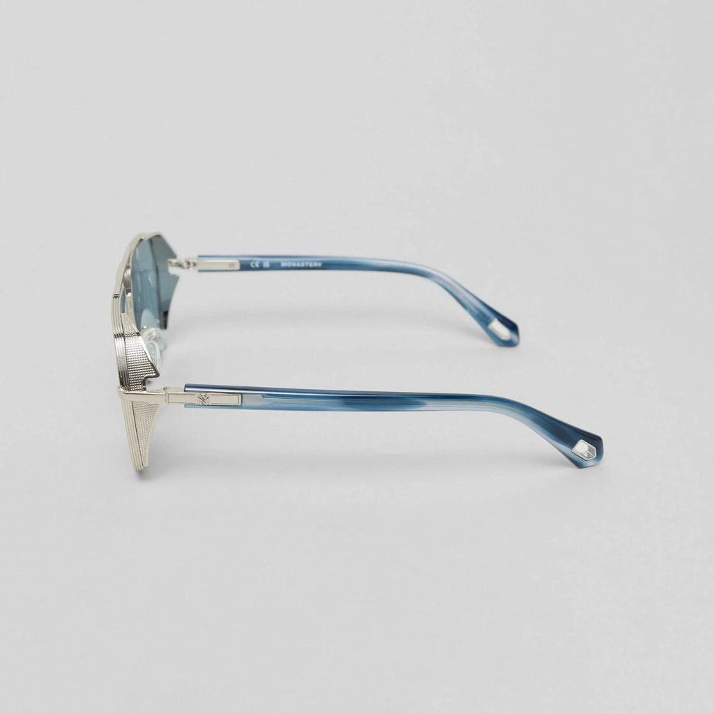 MOAD SUNGLASSES SHINY SILVER BLUE HORN BLUE - Monastery