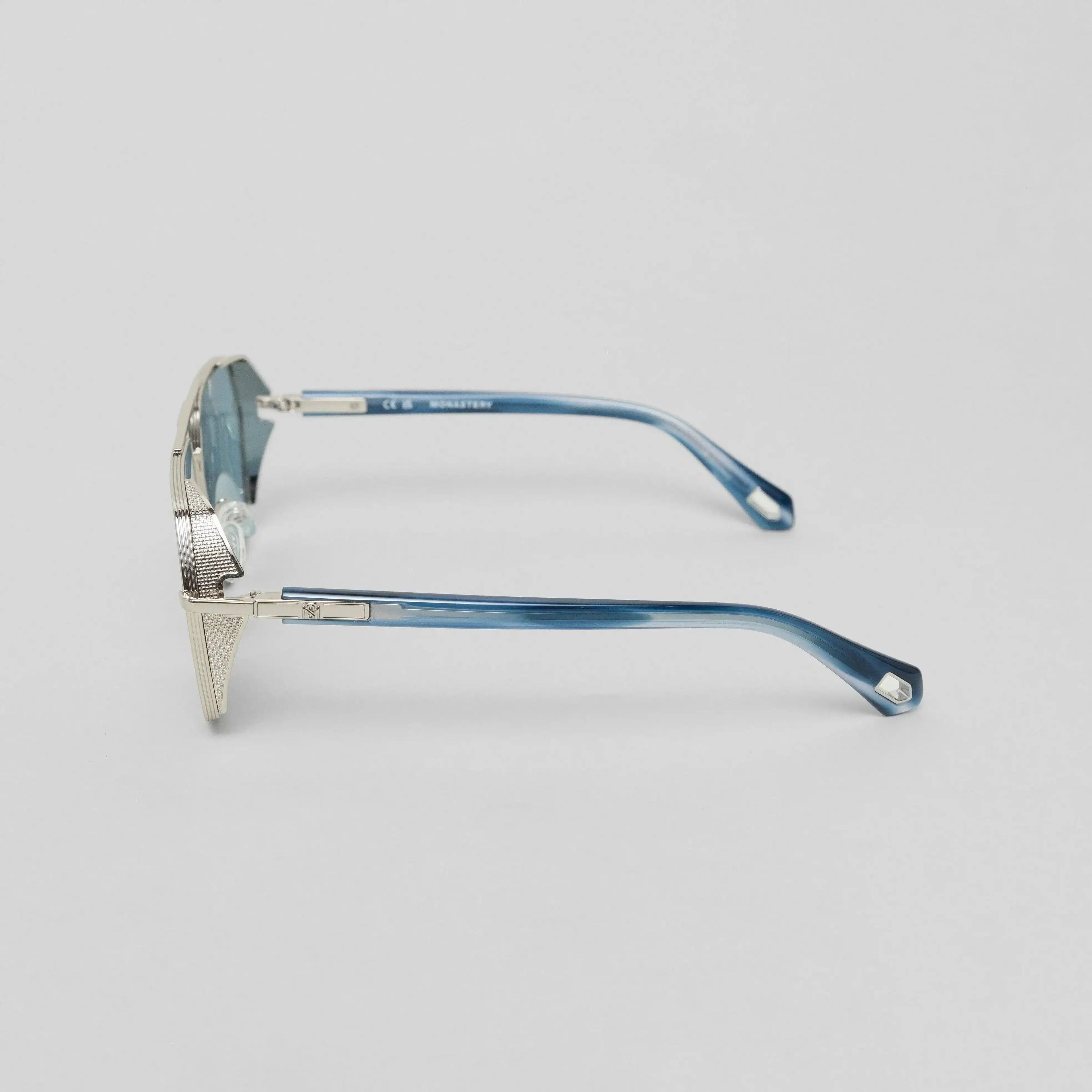 MOAD SUNGLASSES SHINY SILVER BLUE HORN BLUE - Monastery