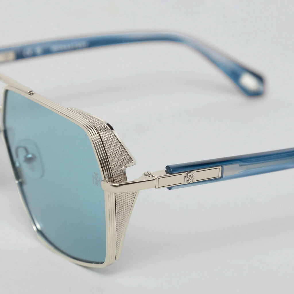 MOAD SUNGLASSES SHINY SILVER BLUE HORN BLUE - Monastery
