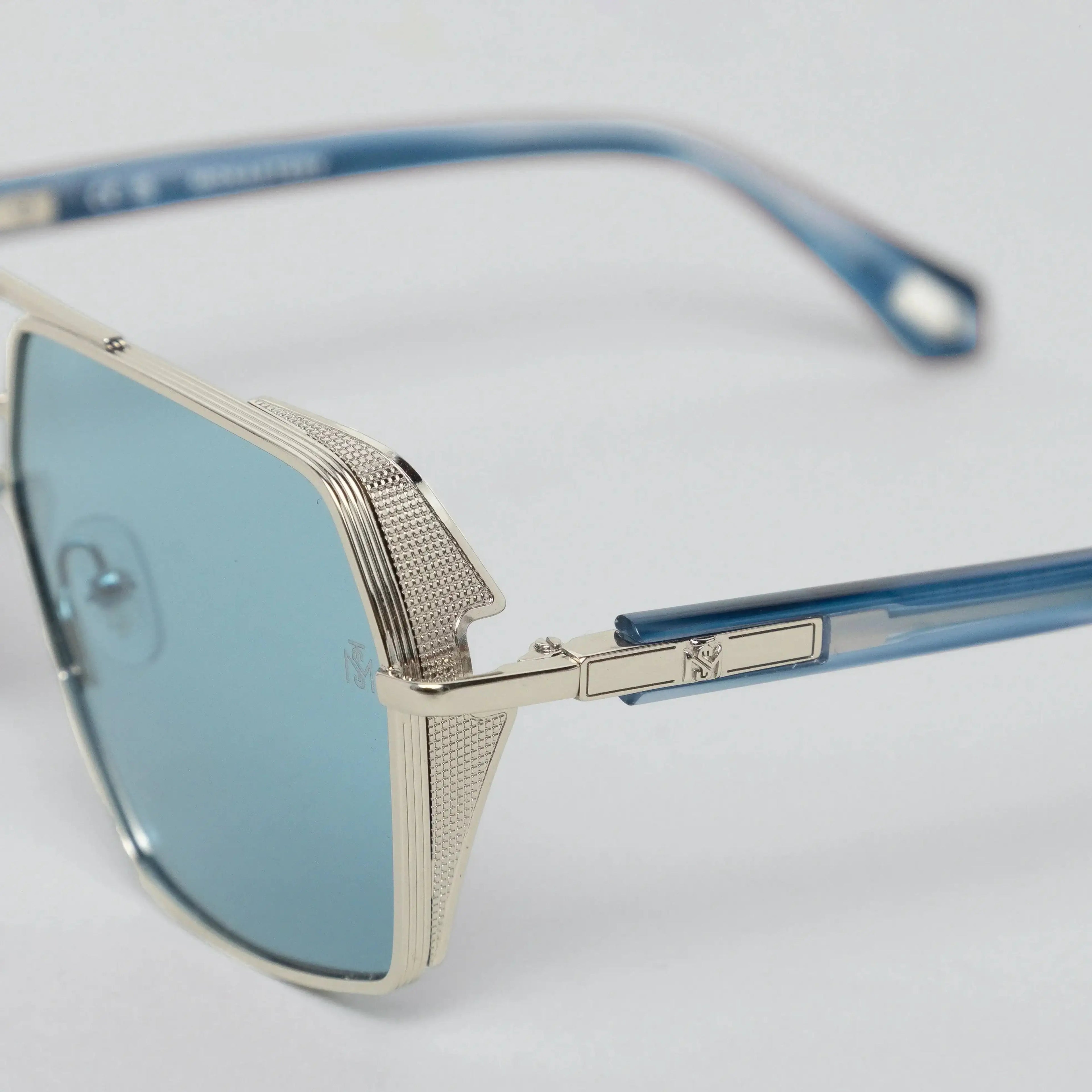 MOAD SUNGLASSES SHINY SILVER BLUE HORN BLUE - Monastery