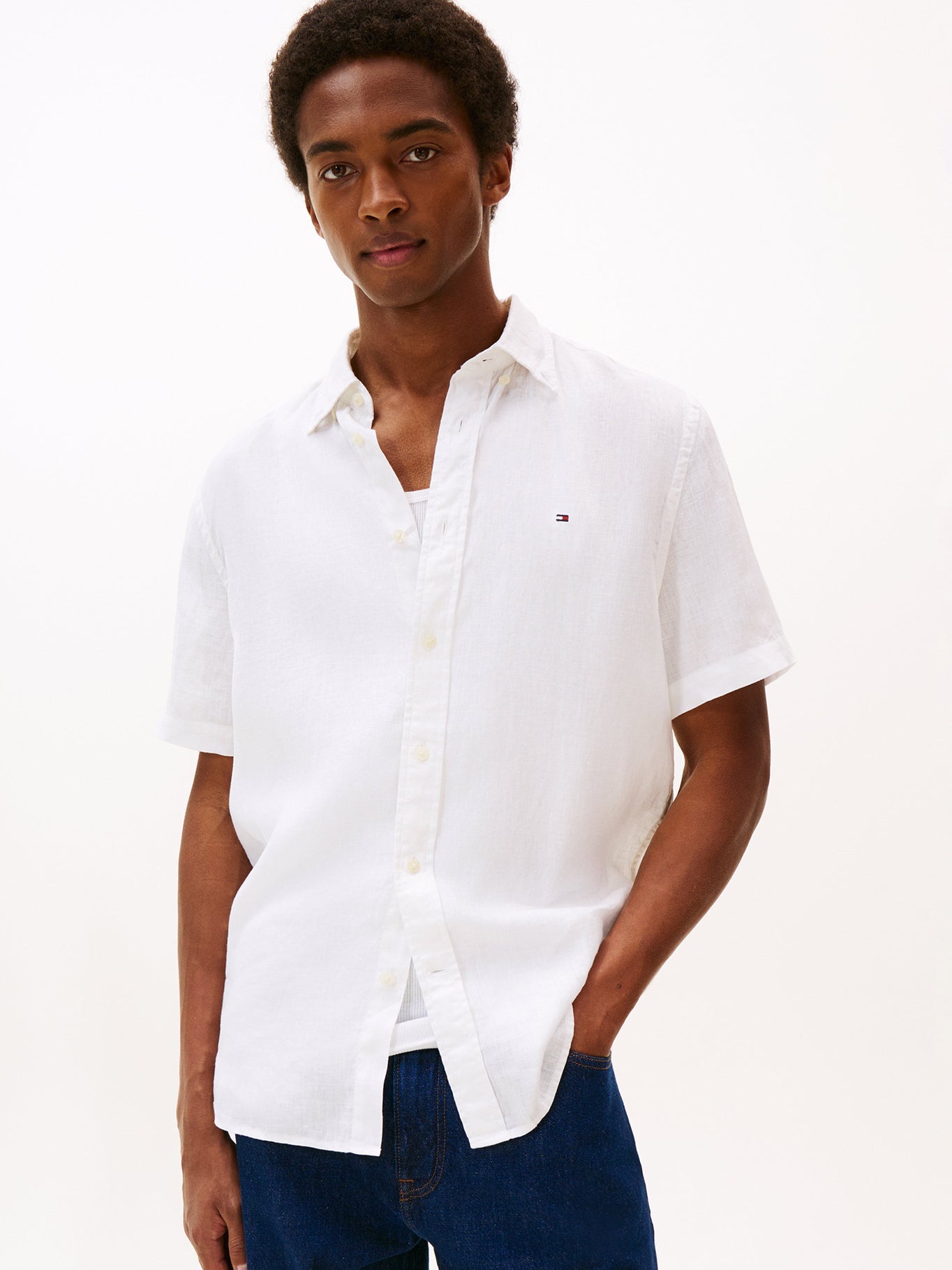 Camisa Tommy Hilfiger Mangas Cortas Lisa para Caballeros