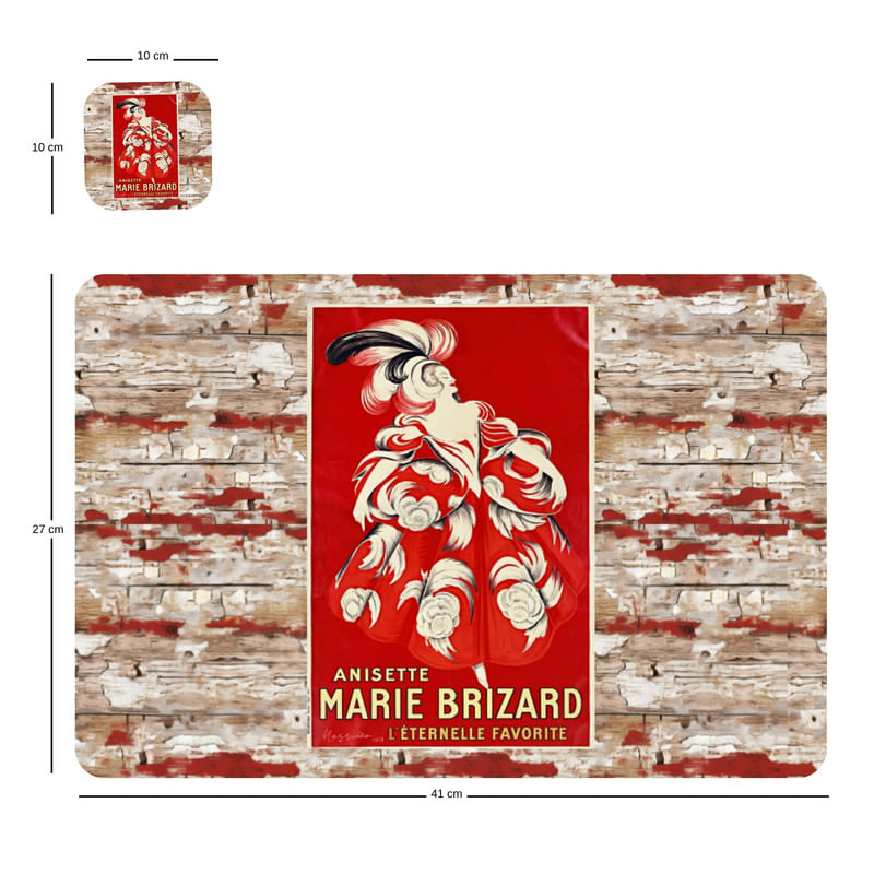 Individuales Reversibles set de 6 rectangular 41*27 cm + 6 Portavasos Marie