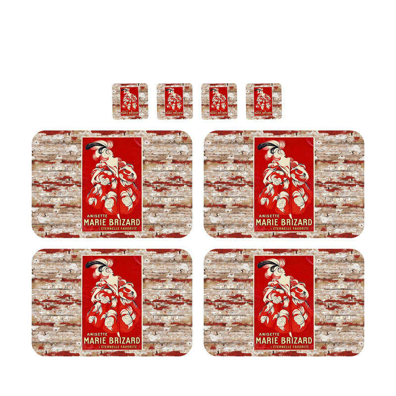 Individuales Reversibles set de 6 rectangular 41*27 cm + 6 Portavasos Marie