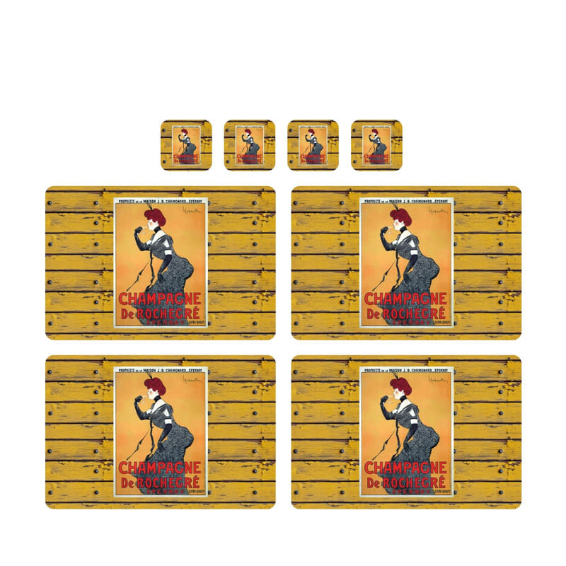 Individuales Reversibles set de 6 rectangular 41*27 cm + 6 Portavasos Marie