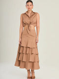 Perugia Brown Maxi Skirt - Kliquea