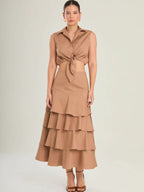 Perugia Brown Maxi Skirt - Kliquea