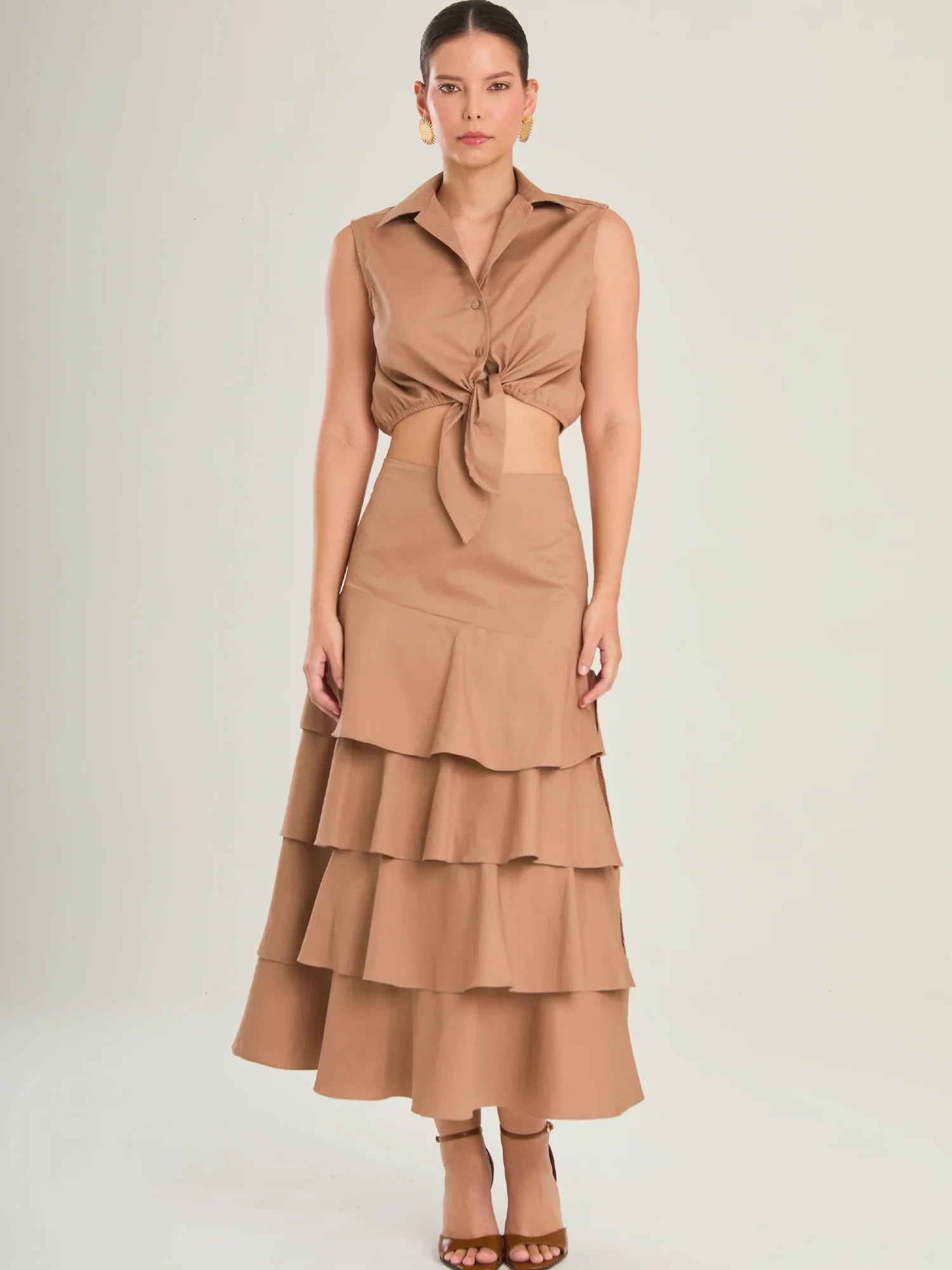 Perugia Brown Maxi Skirt - Kliquea
