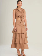 Perugia Brown Maxi Skirt - Kliquea