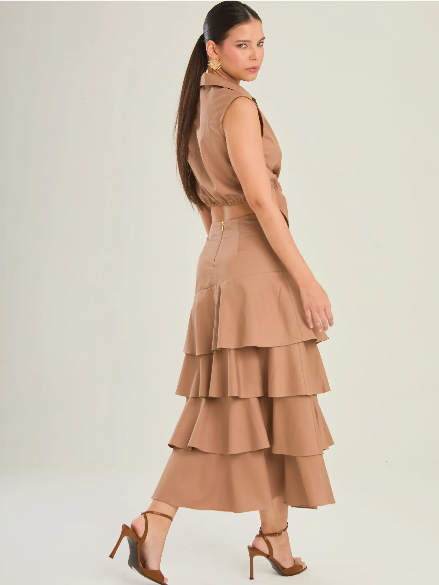 Perugia Brown Maxi Skirt - Kliquea