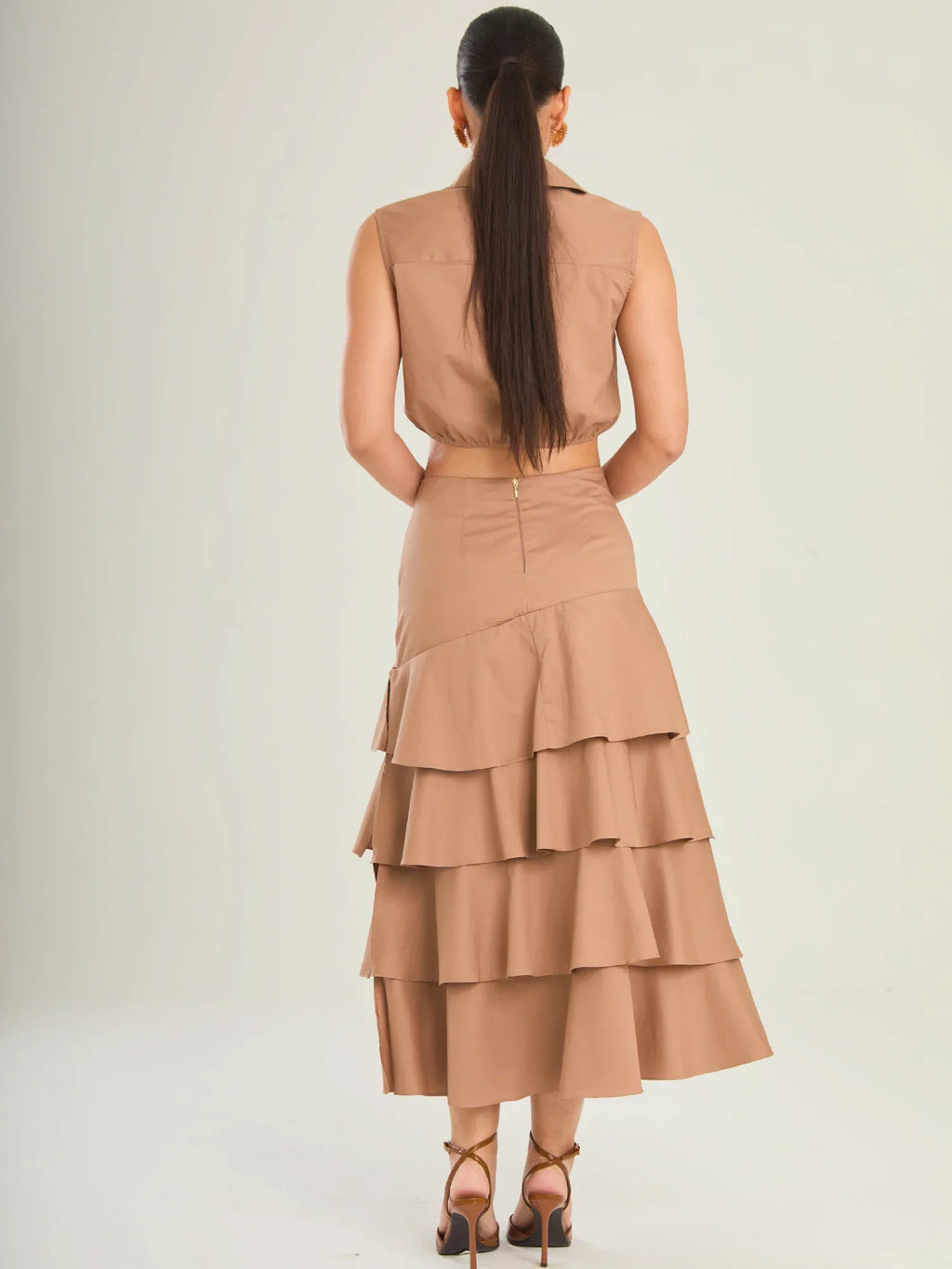 Perugia Brown Maxi Skirt - Kliquea