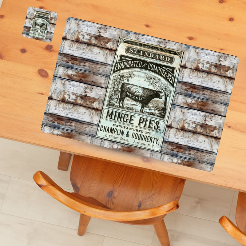 Individuales Reversibles set de 6 rectangular 41*27 cm + 6 Portavasos Mince Pies - George