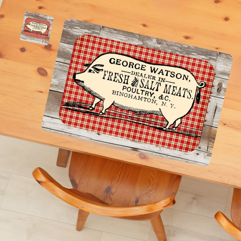 Individuales Reversibles set de 6 rectangular 41*27 cm + 6 Portavasos Mince Pies - George