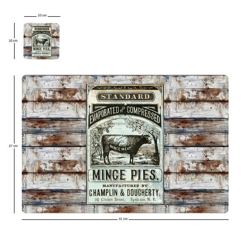 Individuales Reversibles set de 6 rectangular 41*27 cm + 6 Portavasos Mince Pies - George