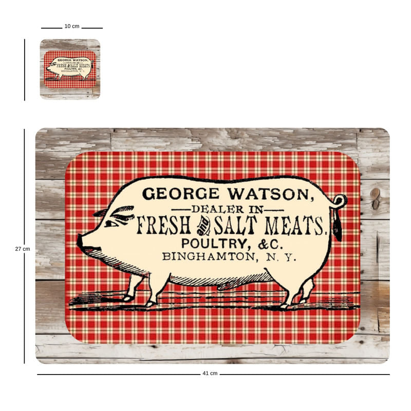 Individuales Reversibles set de 6 rectangular 41*27 cm + 6 Portavasos Mince Pies - George