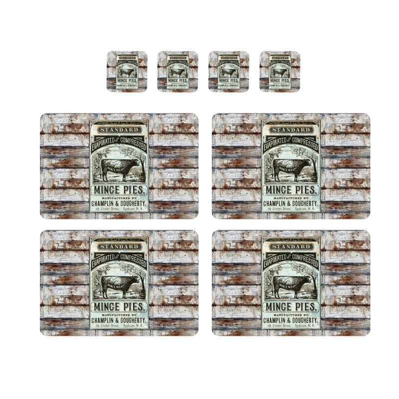Individuales Reversibles set de 6 rectangular 41*27 cm + 6 Portavasos Mince Pies - George