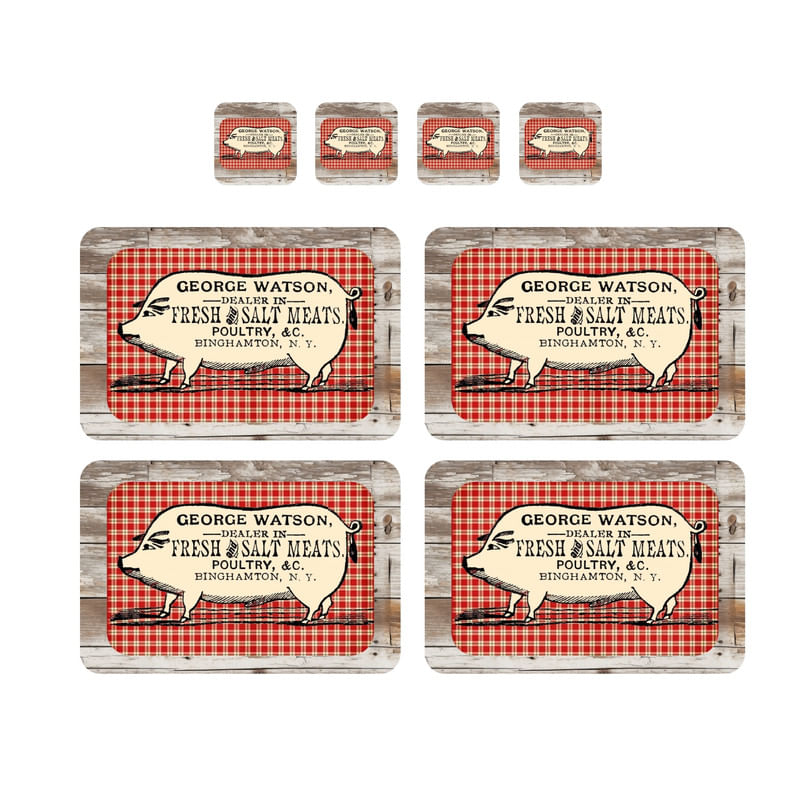 Individuales Reversibles set de 6 rectangular 41*27 cm + 6 Portavasos Mince Pies - George