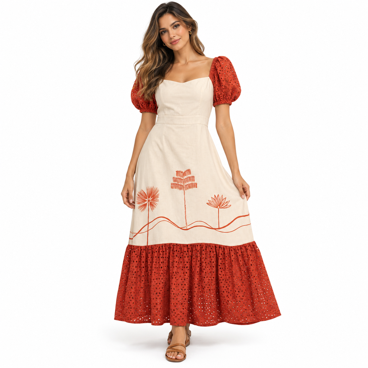 Vestido de lino pintado a mano