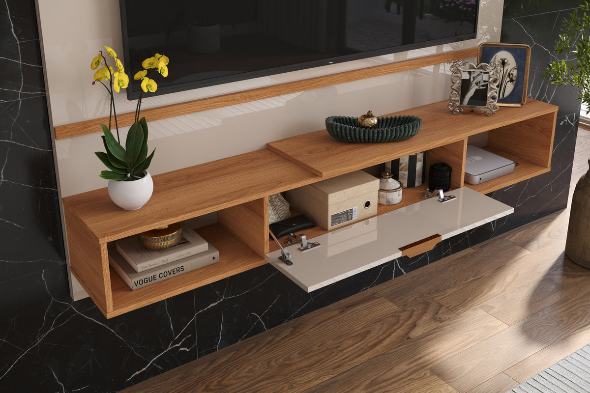 PANEL TV GENOVA OFF WHITE / MADERA