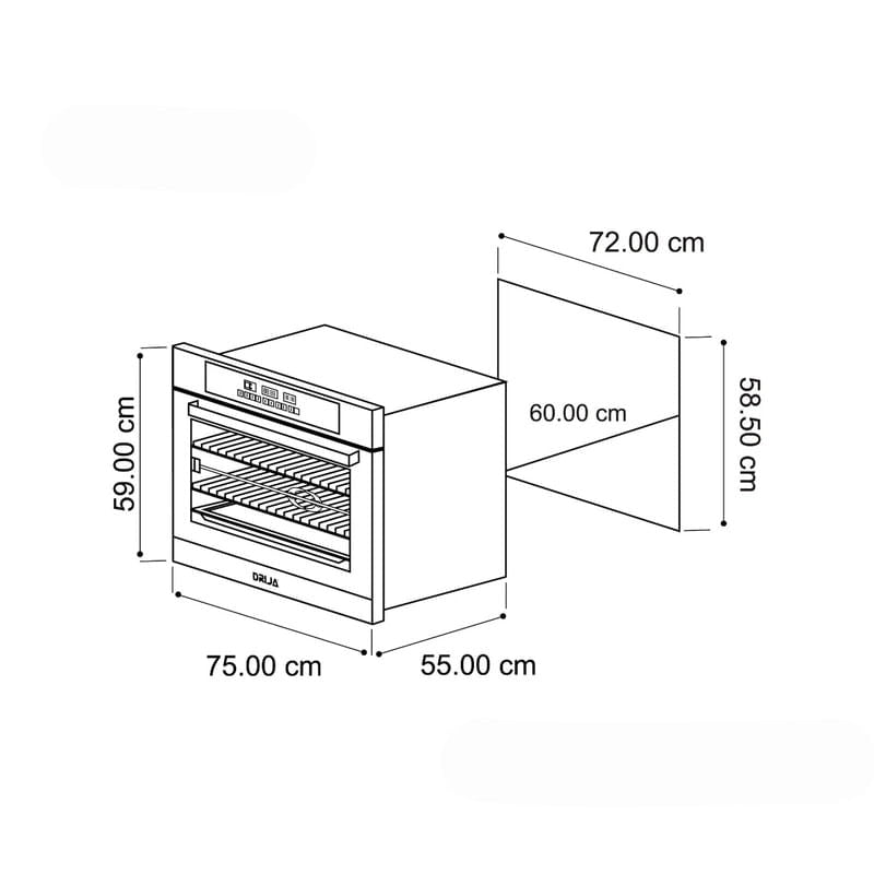 Horno Eléctrico DRIJA Vidrio Templado Acero Inoxidable Negro PACIFIC 76 - AIR ELÉCTRICO