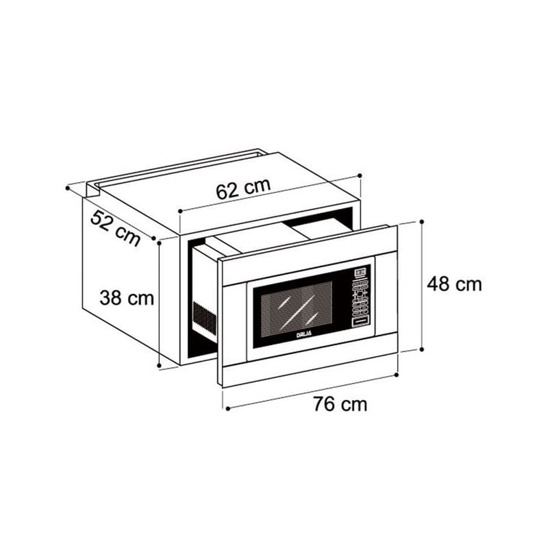 Horno Microondas Empotrable DRIJA Inverter Acero Inoxidable Negro PALERMO 62L