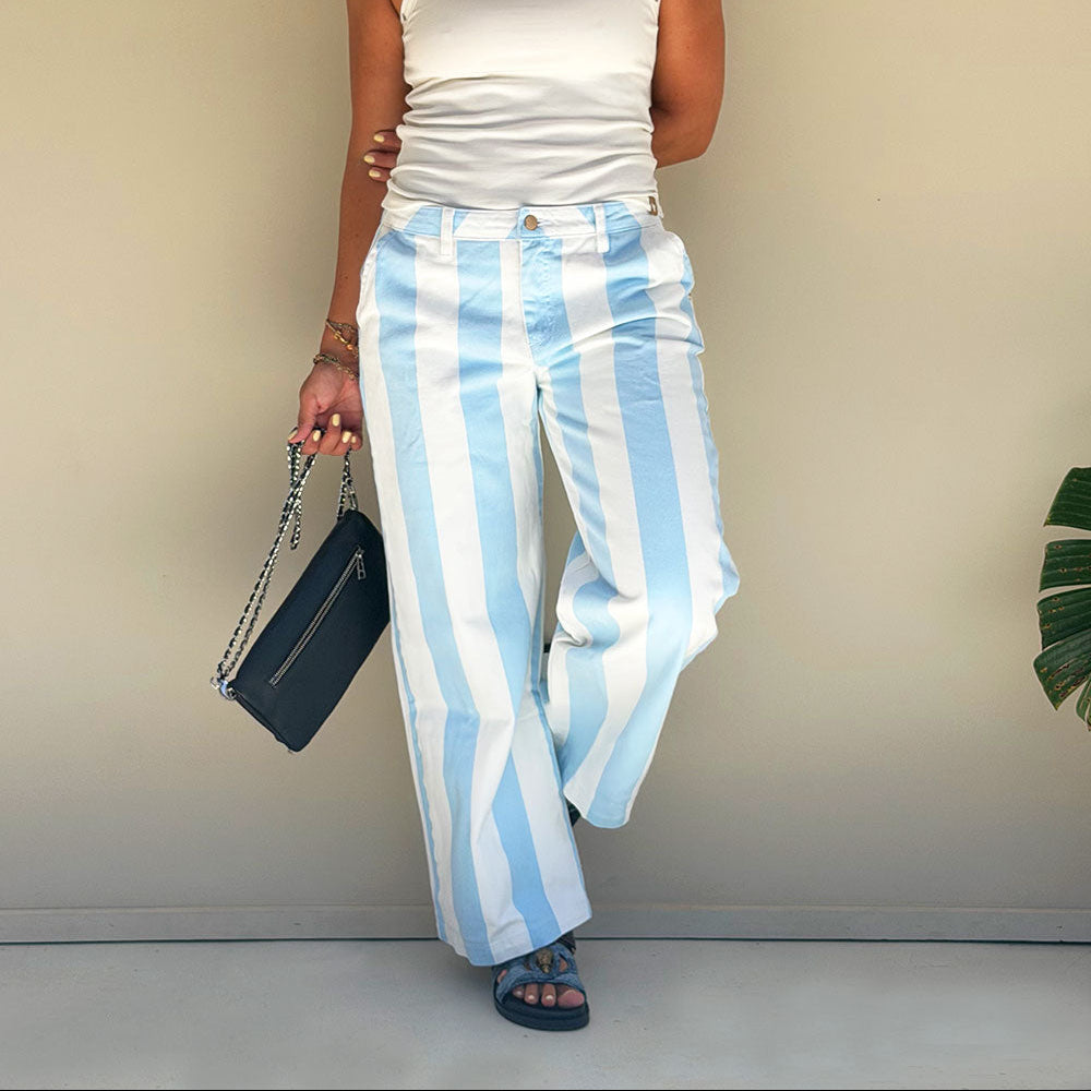 blue denim pants hem and leg detail
