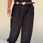 black challis pants side pocket detail