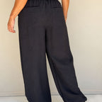 black challis pants fluid drape back view