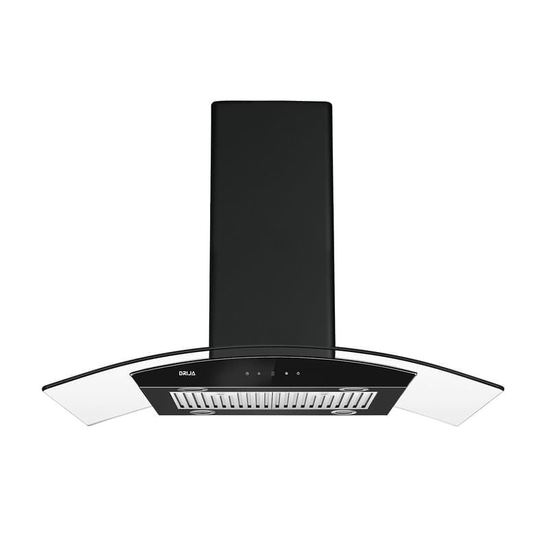 Extractor de Grasa DRIJA LED Vidrio Templado Acero Inoxidable Negro PRISMA ISLA TOUCH 90 BLACK