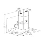 Extractor de Grasa DRIJA LED Vidrio Templado Acero Inoxidable Negro PRISMA ISLA TOUCH 90 BLACK