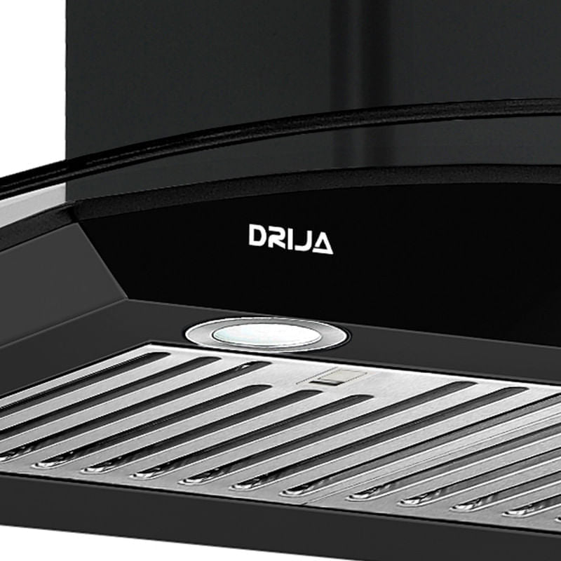 Extractor de Grasa DRIJA LED Vidrio Templado Acero Inoxidable Negro PRISMA ISLA TOUCH 90 BLACK