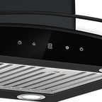 Extractor de Grasa DRIJA LED Vidrio Templado Acero Inoxidable Negro PRISMA ISLA TOUCH 90 BLACK