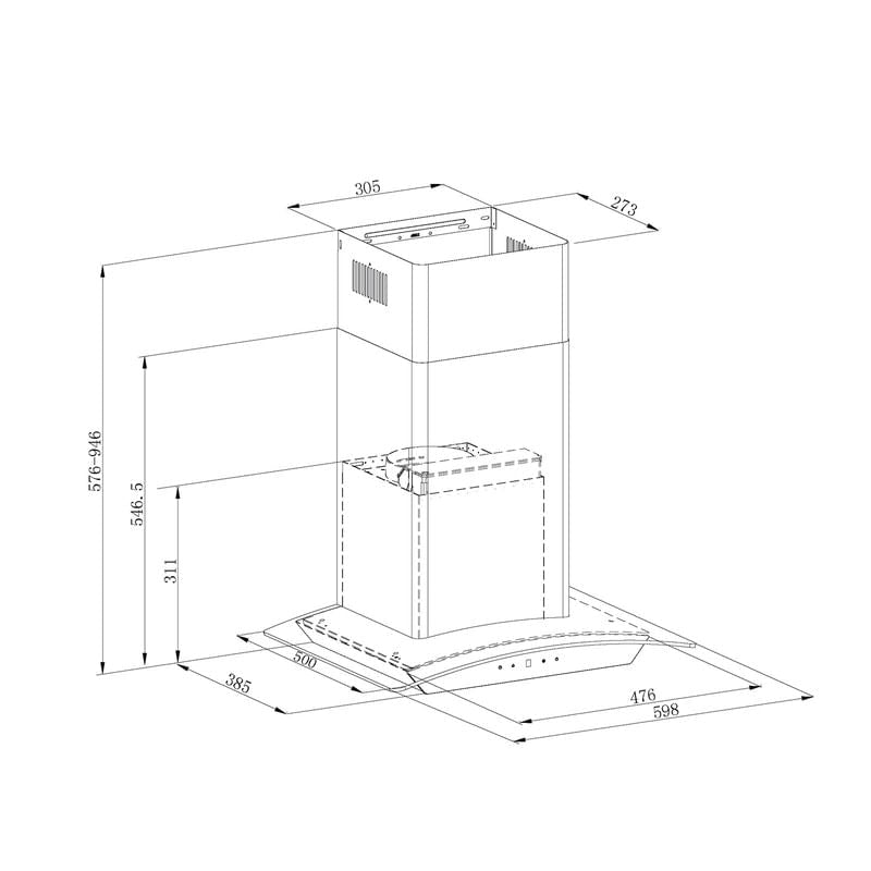 Extractor de Grasa DRIJA LED Vidrio Templado Acero Inoxidable PRISMA TOUCH 60