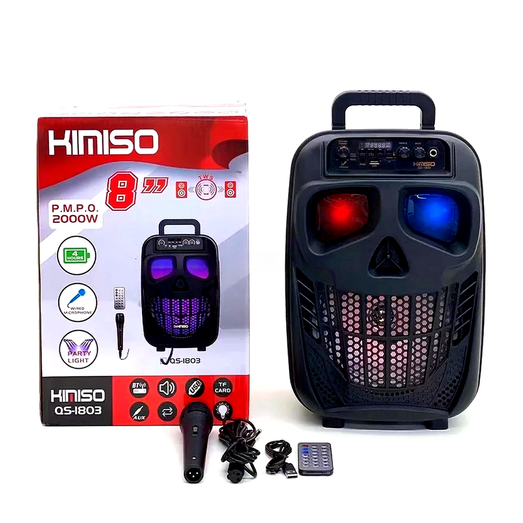 Bocina Bluetooth Portatil Recargable Kimiso 8” Potencia y Sonido de Alta Calidad