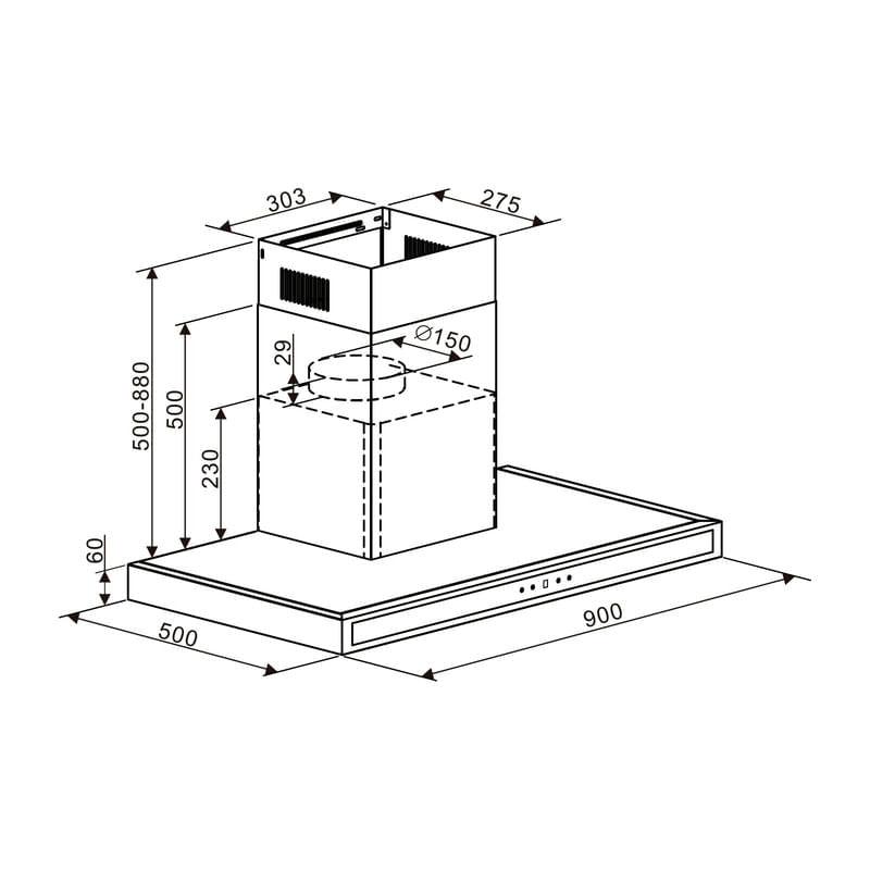 Extractor de Grasa DRIJA LED Acero Inoxidable QUADRATO 90 ACERO