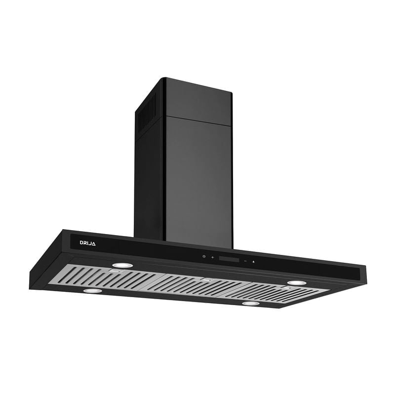 Extractor de Grasa DRIJA LED Acero Inoxidable Negro QUADRATO ISLA 90 BLACK