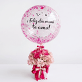 Arreglo de 6 rosas importadas - alstroemeria y globo personalizado