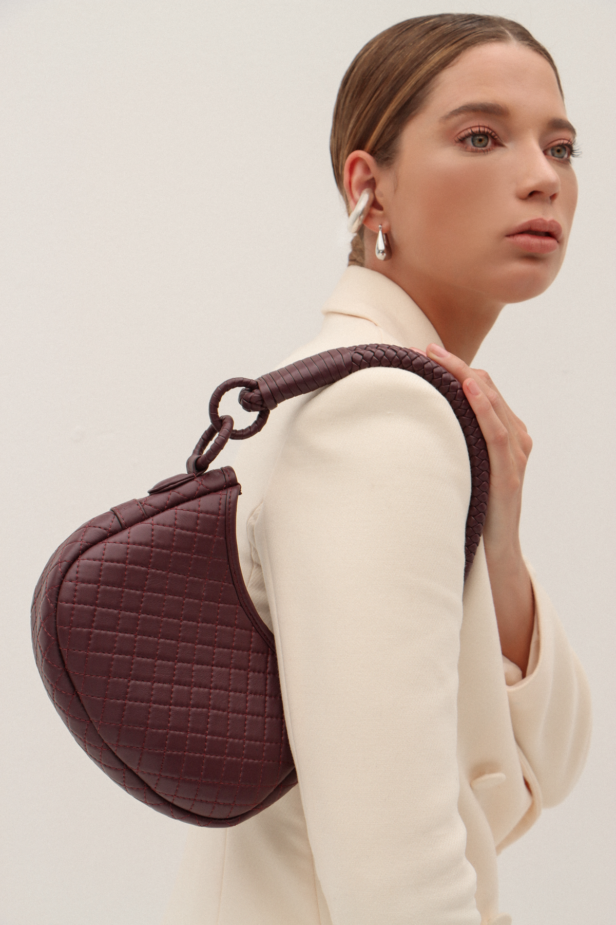 Saddle Mini, Shoulder Bag - Burgundy